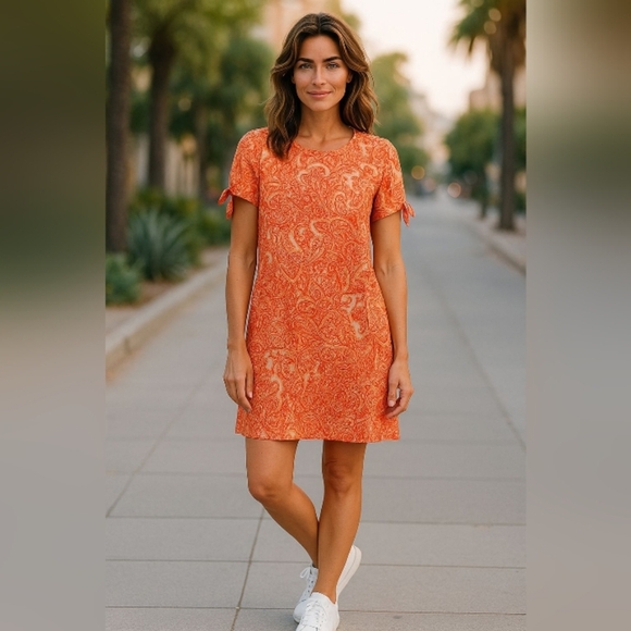 Chloe+Rene NWT- Knee Length, Round Neck, Short Sleeves W/ Ties, Size Small, Soft - Picture 12 of 12